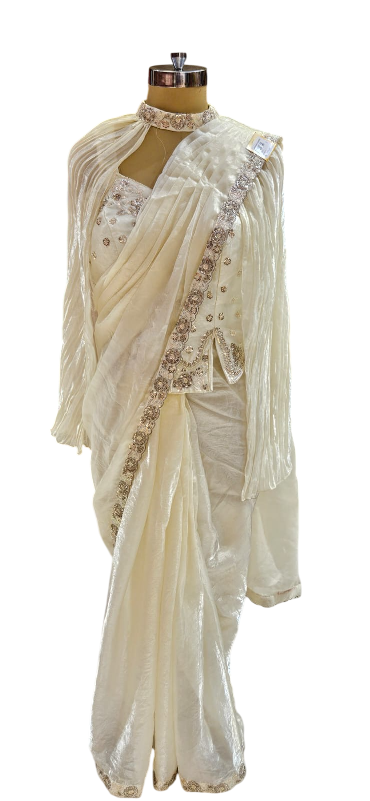 The Sun-Kissed Ochre Fusion Saree With Designer Stitch Blouse