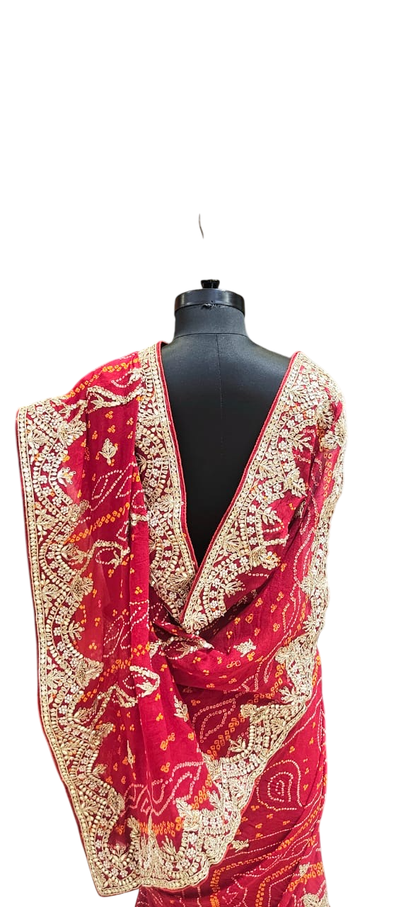 The Midnight Bloom Bandhani/Bandhej Saree