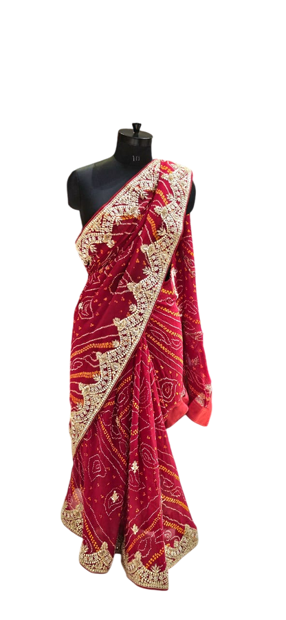 The Midnight Bloom Bandhani/Bandhej Saree