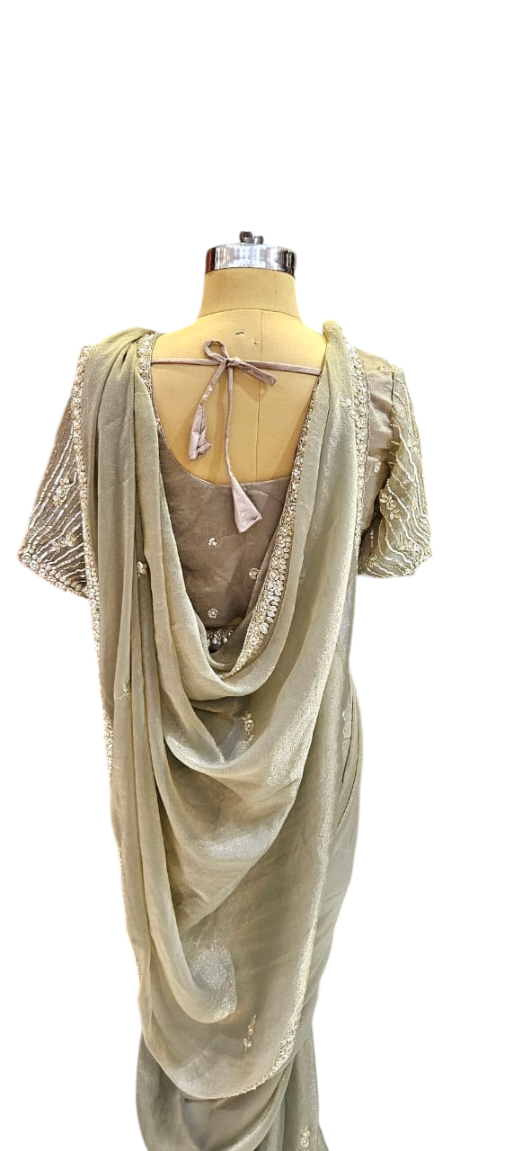 The Moonlight Glaze Saree With Designer Stitch Blouse