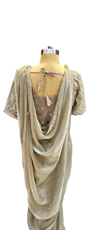 The Moonlight Glaze Saree With Designer Stitch Blouse
