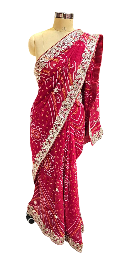 The Ruby Bandhej/Bandhani Heirloom Saree