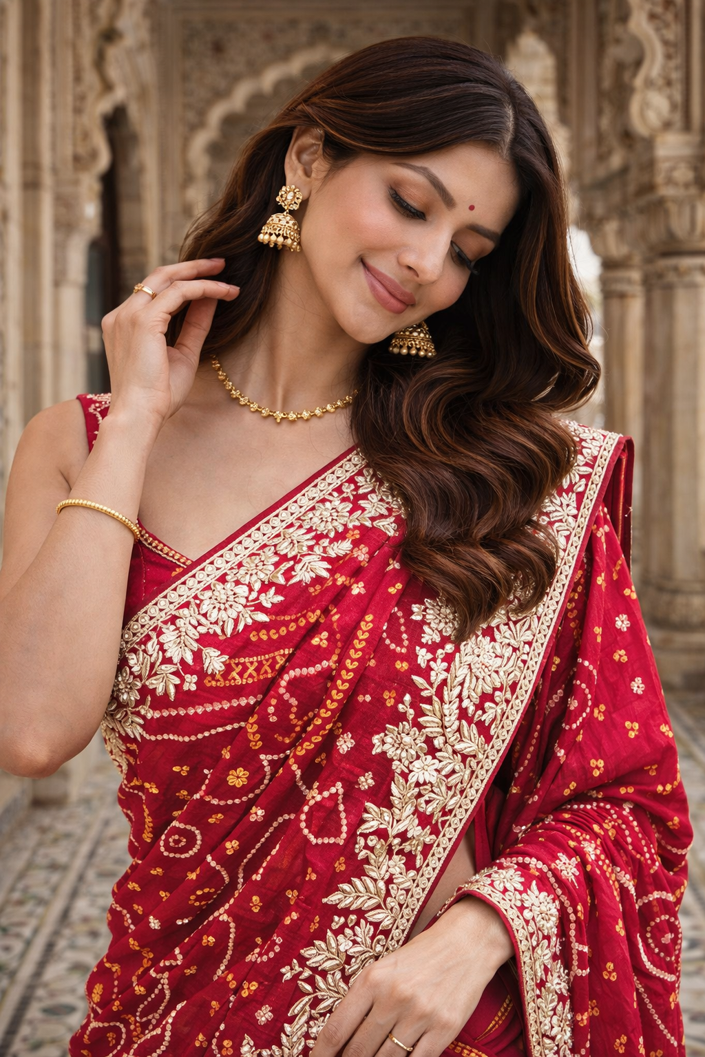 The Ruby Bandhej/Bandhani Heirloom Saree