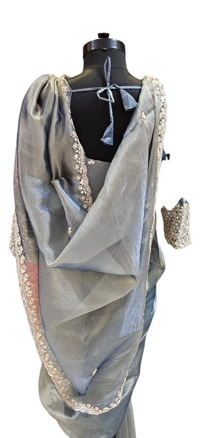 The Gilded Sand Saree With Designer Stitch Blouse