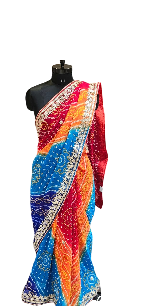 The Multichrome Bandhej/Bandhani Fusion Saree