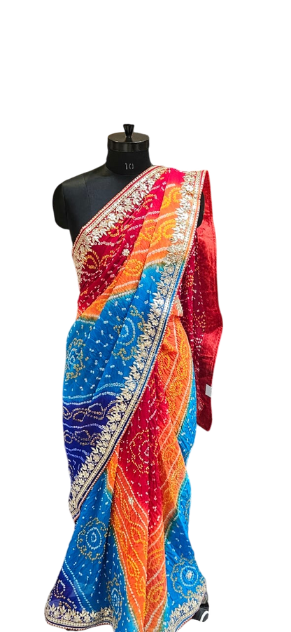 The Multichrome Bandhej/Bandhani Fusion Saree