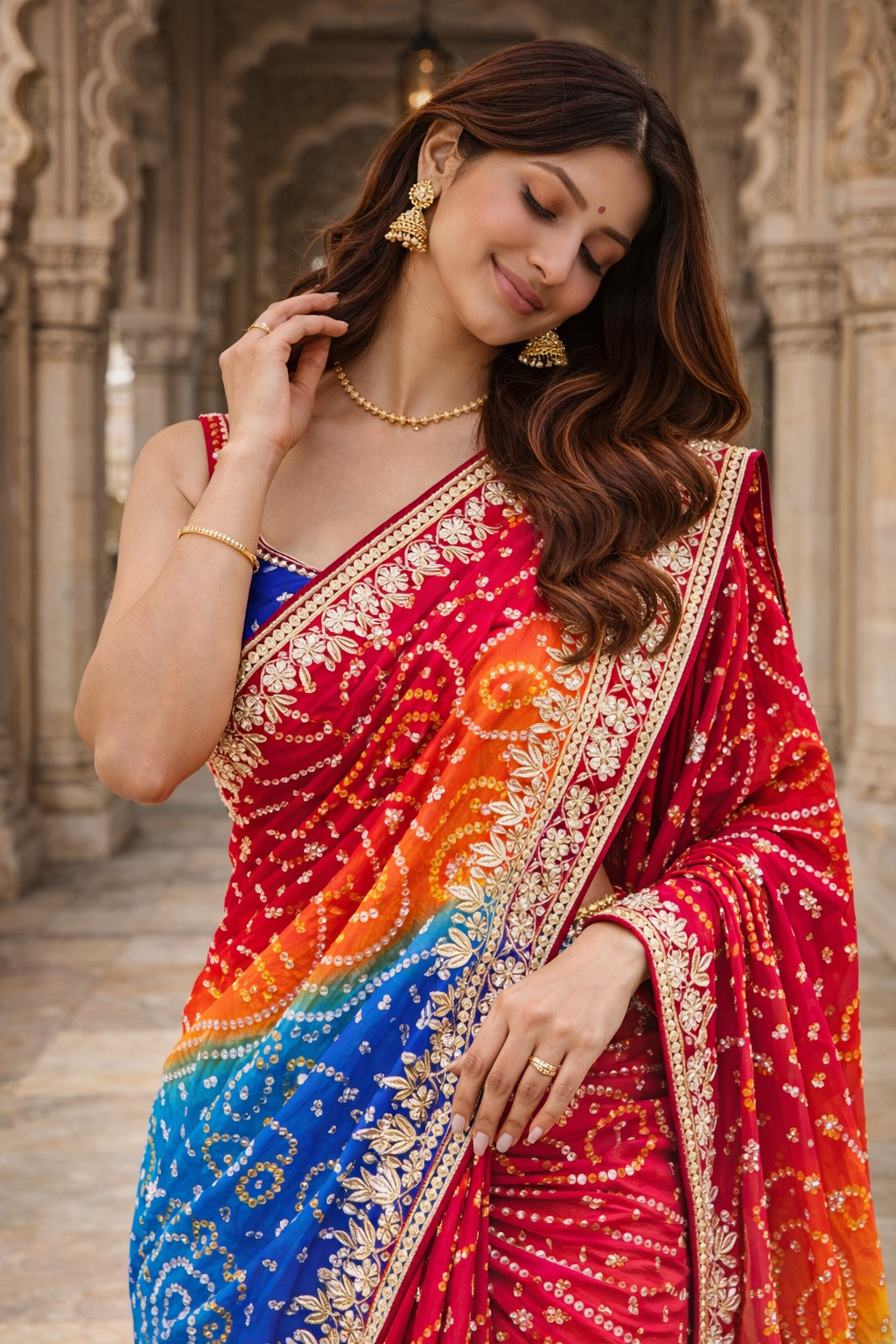 The Multichrome Bandhej/Bandhani Fusion Saree