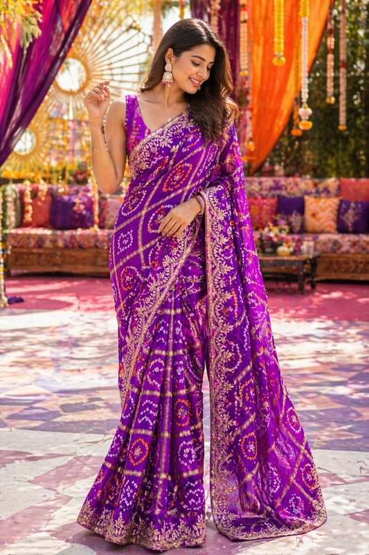 Royal Purple Ghatchola Zari Saree