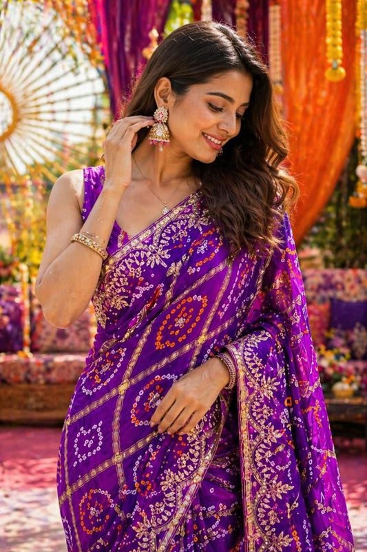 Royal Purple Ghatchola Zari Saree
