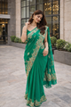The Emerald Peacock Pure Chiffon Saree