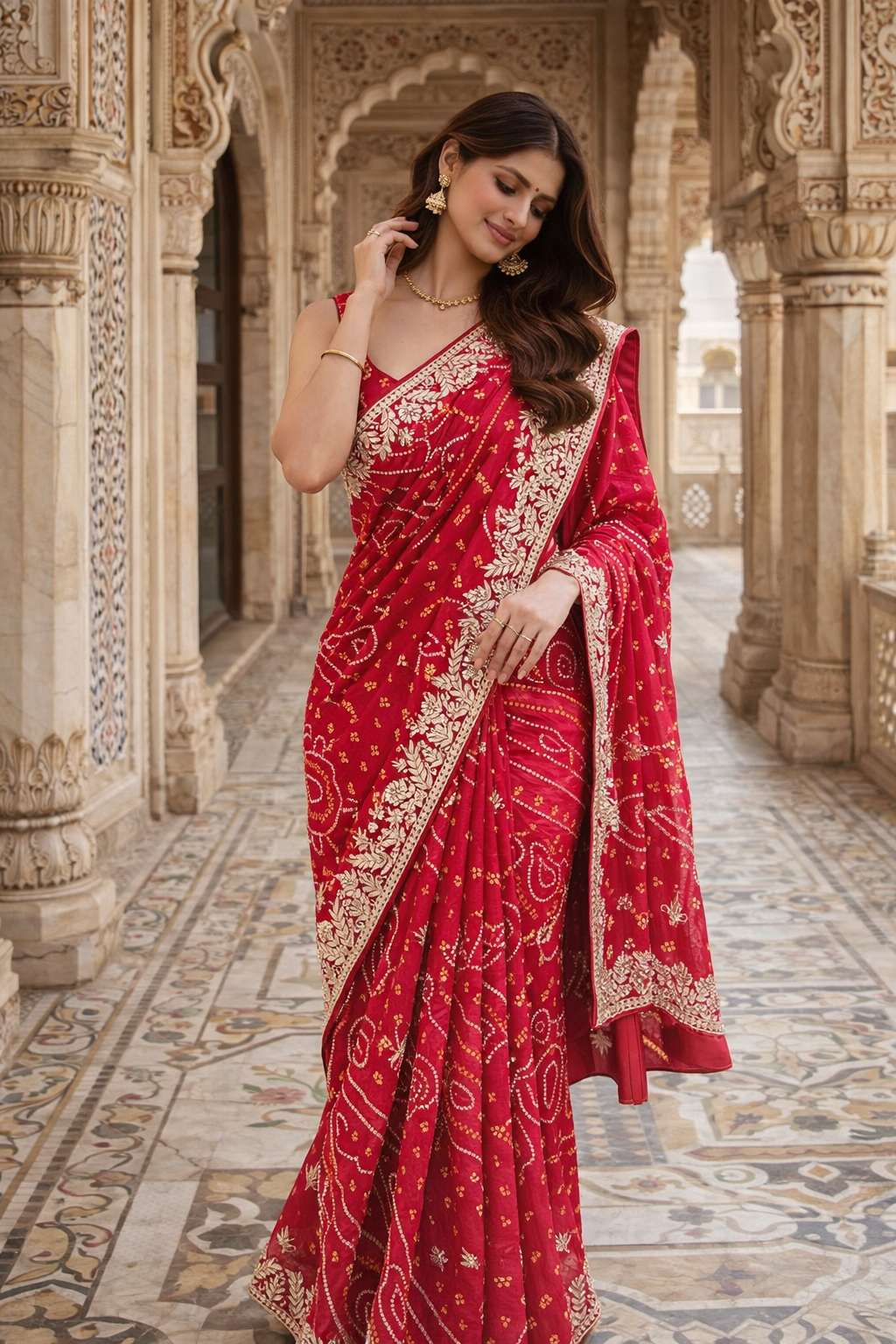 The Ruby Bandhej/Bandhani Heirloom Saree