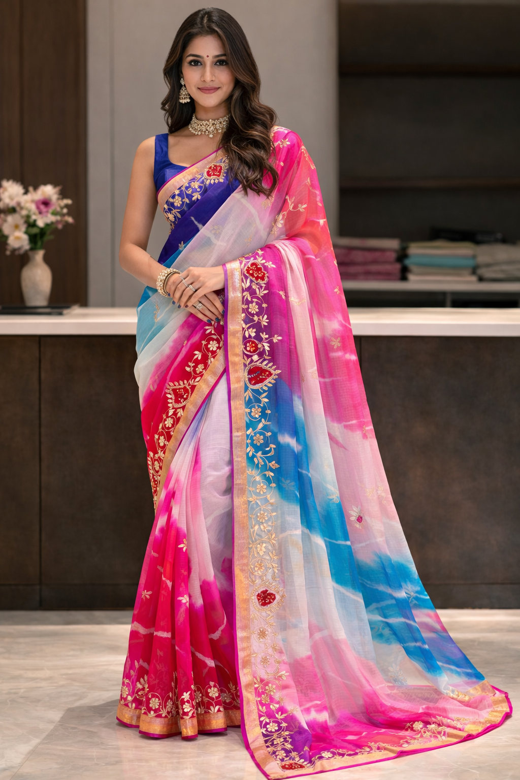 Rainbow Breeze Embroidered Saree